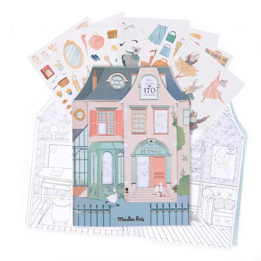 Libro da colorare con 170 stickers La mia casa Moluin Roty -  