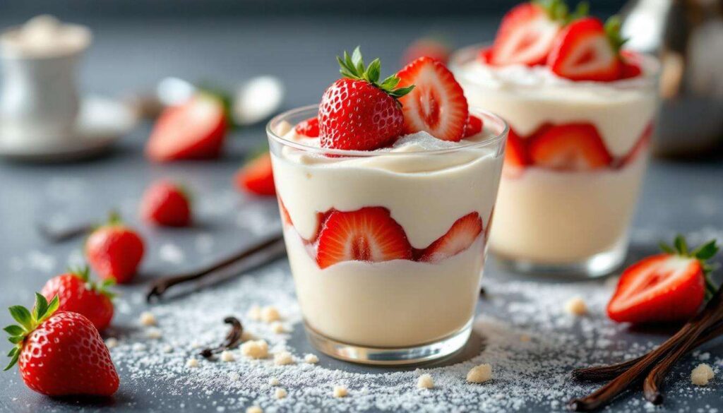 Bicchieri di crema diplomatica vaniglia e fragole: dessert monoporzione facile e d’effetto
