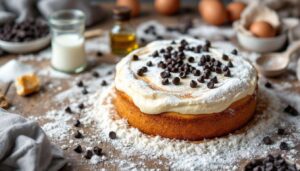 Torta stracciatella soffice con gocce di cioccolato, ricetta tradizionale