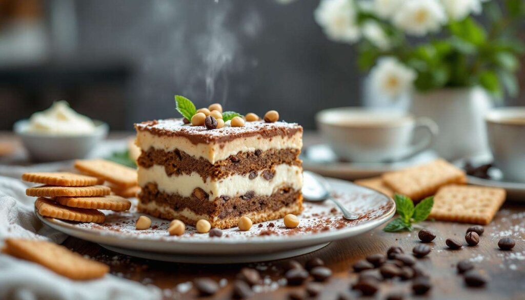 Mattoncino dolce senza cottura al caffè: biscotti, mascarpone e nocciole in 60 minuti