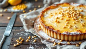 Torta della nonna senza burro: frolla all'olio, crema al limone e pinoli dorati